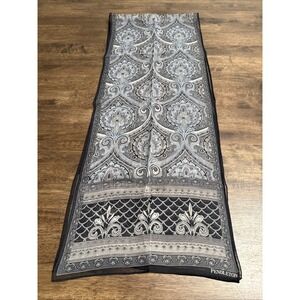 PENDLETON Blue Black Gray Sheer Rectangular Oblong Paisley Silk Scarf 10x52"